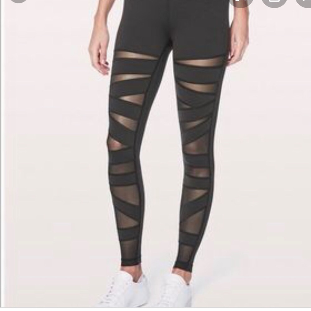 Black mesh cutout lulu legging